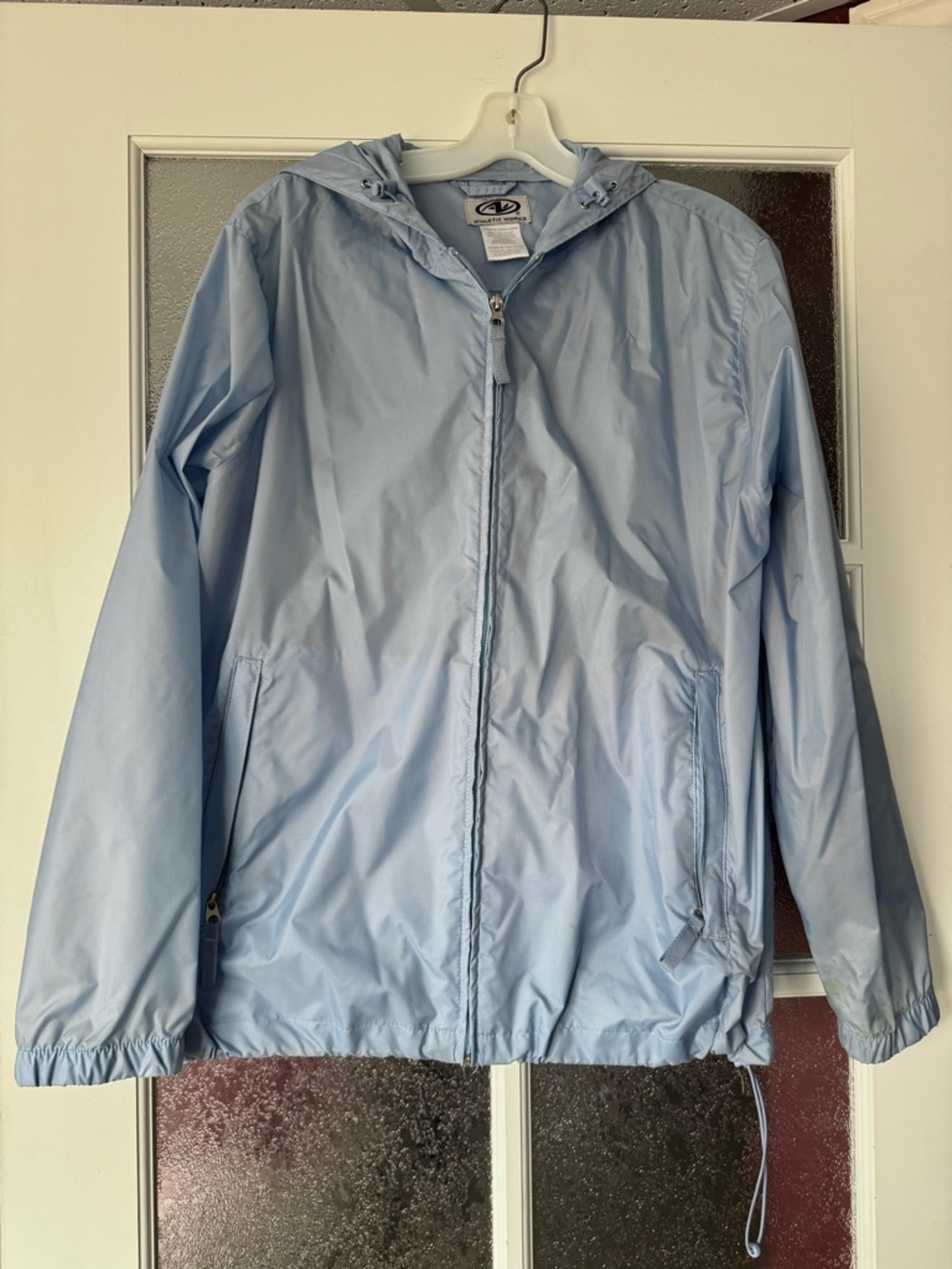 Athletic Works Light Blue Nylon Hooded Windbreaker Jacket